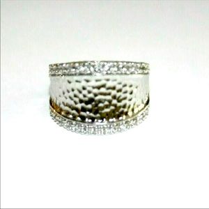 Ring Sterling Silver .925 Clear Stones sz.7 *pretty*